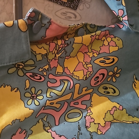 NWT Lazy Oaf oversized unisex button down jacket iconic graphics, pastels - Picture 5 of 10